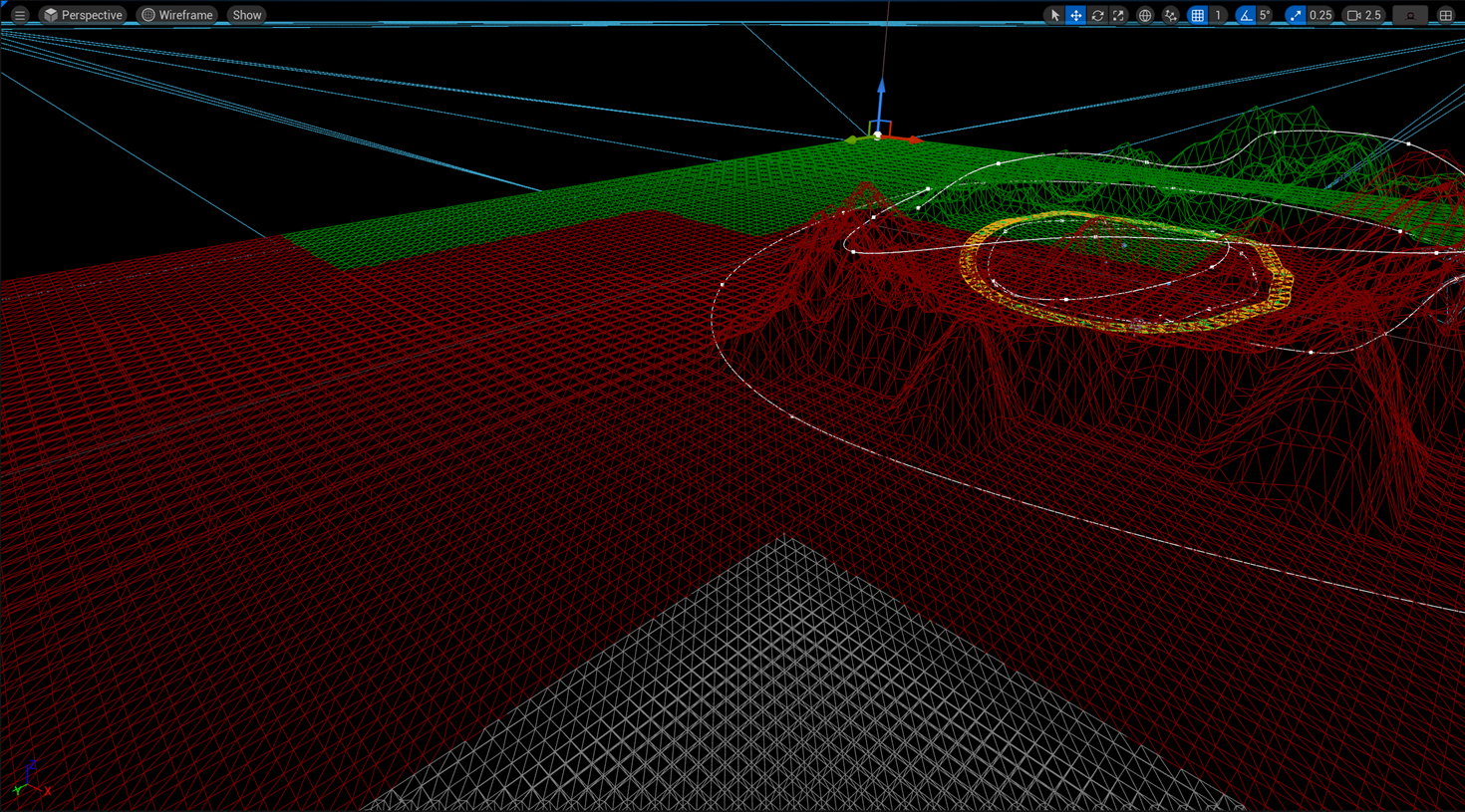 LandscapeWireframeInEditor